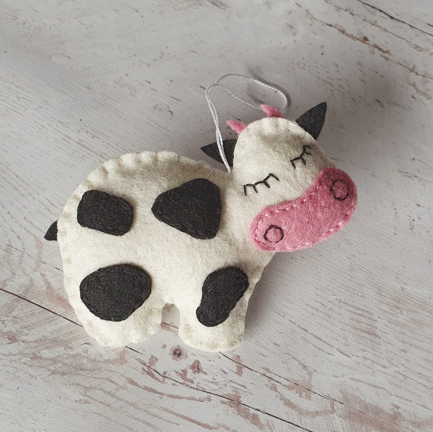 Felt cow ornament, farm animals, wool felt cows