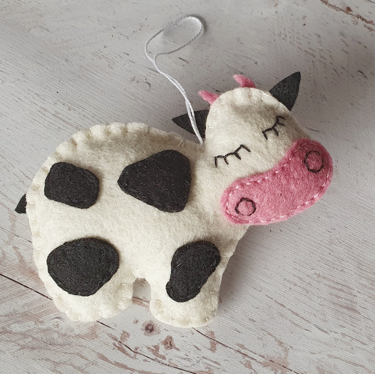 Felt cow ornament, farm animals, wool felt cows