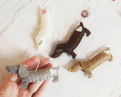 Felt dog ornament, Wiener-Dog, Dachshund