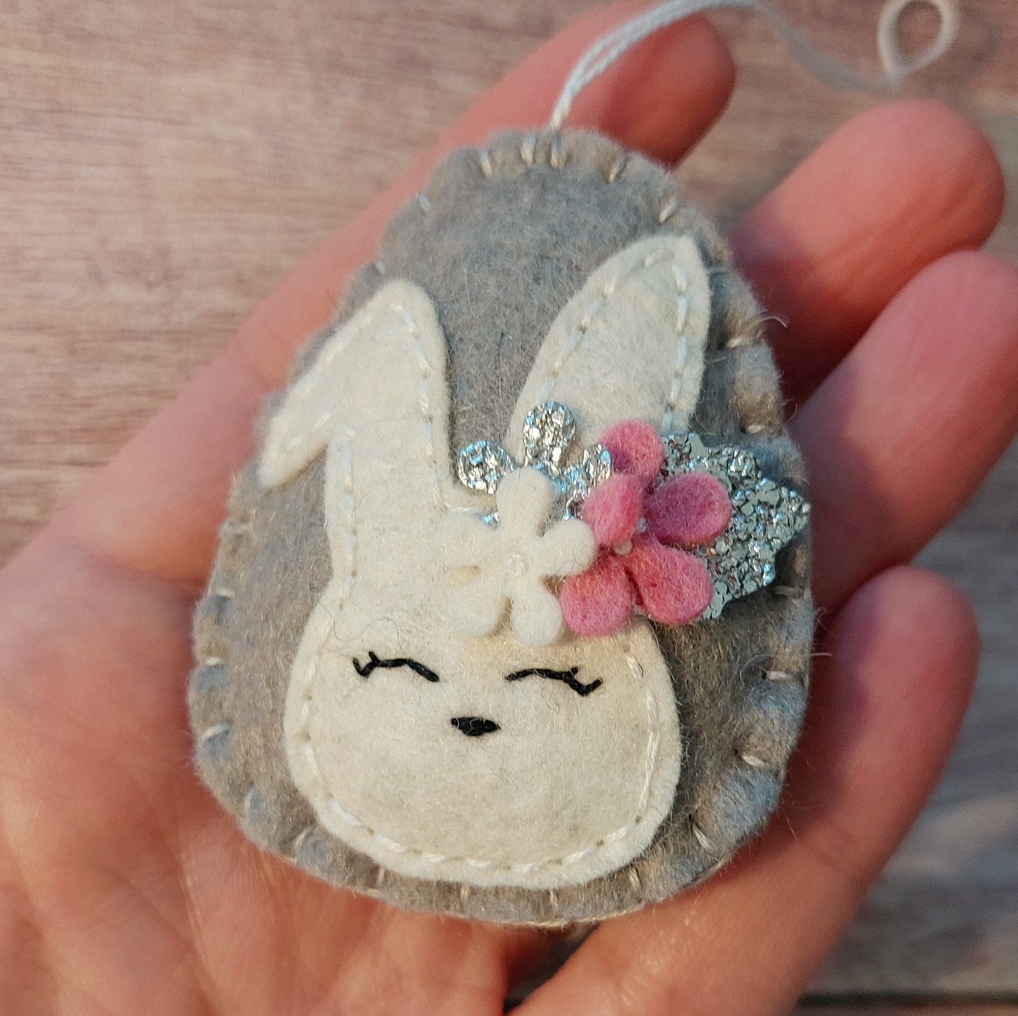 Easter bunnies with flowers, Easter egg ornament, Spring decoration