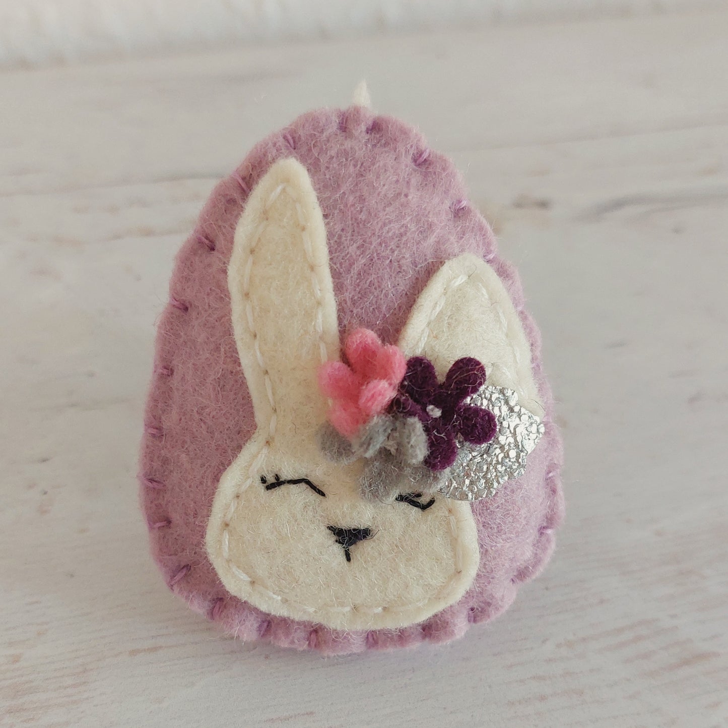 Easter bunnies with flowers, Easter egg ornament, Spring decoration