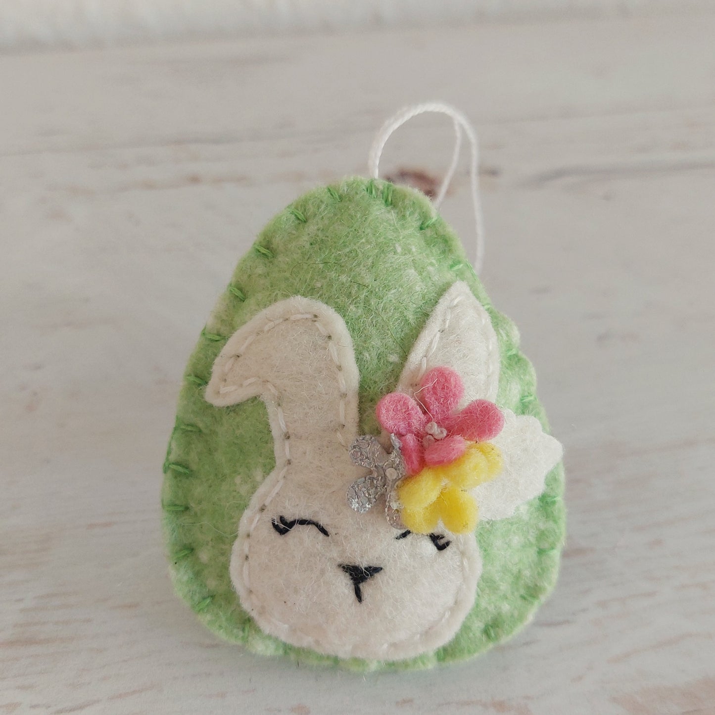 Easter bunnies with flowers, Easter egg ornament, Spring decoration