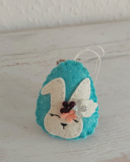 Easter bunnies with flowers, Easter egg ornament, Spring decoration