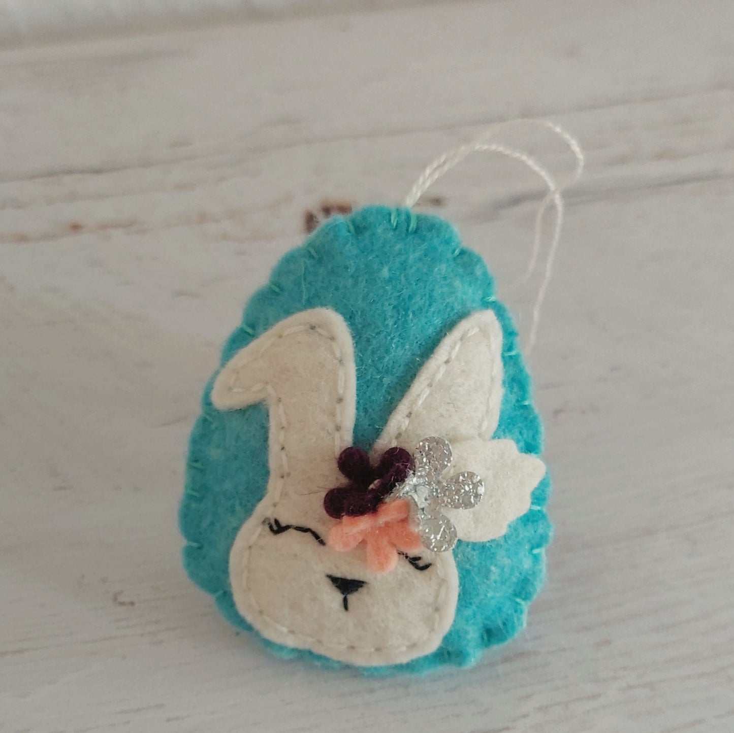 Easter bunnies with flowers, Easter egg ornament, Spring decoration