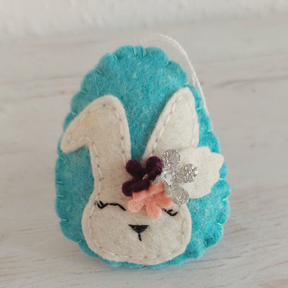 Easter bunnies with flowers, Easter egg ornament, Spring decoration