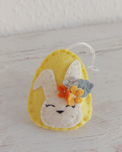 Easter bunnies with flowers, Easter egg ornament, Spring decoration