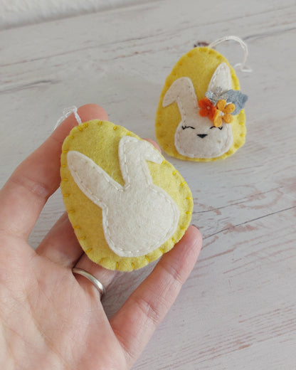 Easter bunnies with flowers, Easter egg ornament, Spring decoration