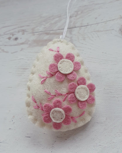 Felt easter egg ornament with flowers