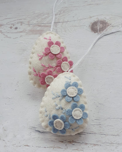 Felt easter egg ornament with flowers