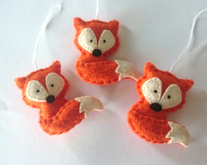 Felt fox ornament - wildlife hanging decoration