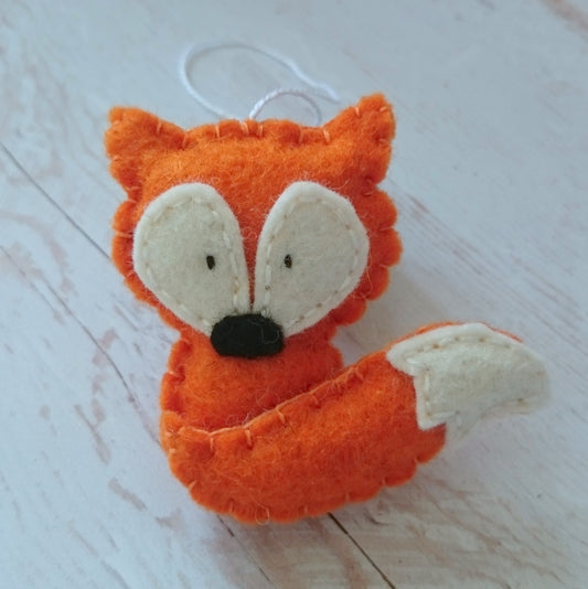 Felt fox ornament - wildlife hanging decoration