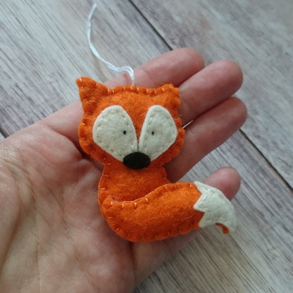 Felt fox ornament - wildlife hanging decoration
