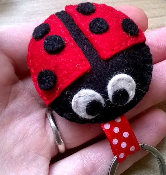 Felt ladybug keychain, felt ladybug key holder