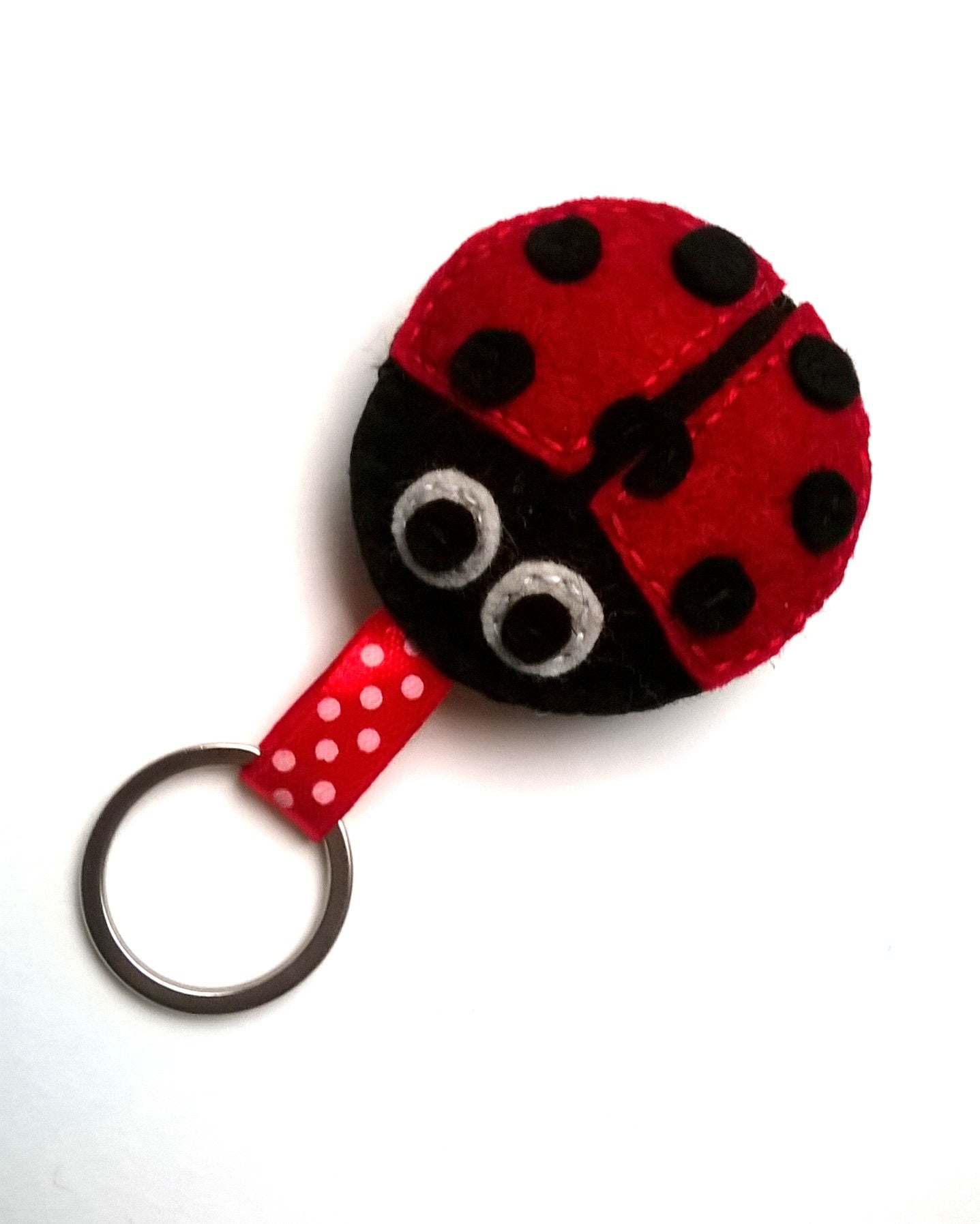 Felt ladybug keychain, felt ladybug key holder