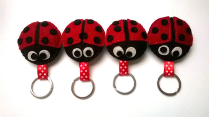 Felt ladybug keychain, felt ladybug key holder