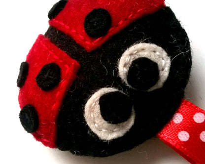 Felt ladybug keychain, felt ladybug key holder