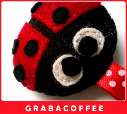 Felt ladybug keychain, felt ladybug key holder