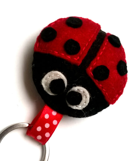 Felt ladybug keychain, felt ladybug key holder