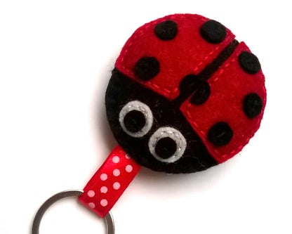 Felt ladybug keychain, felt ladybug key holder