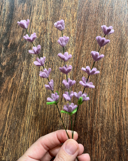 Felt lavender stem - set of 3 - choose your color pack