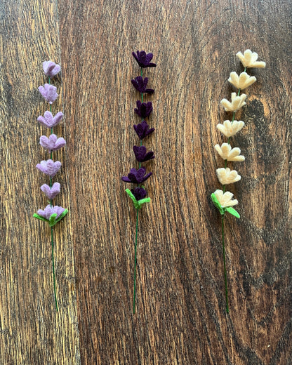 Felt lavender stem - set of 3 - choose your color pack