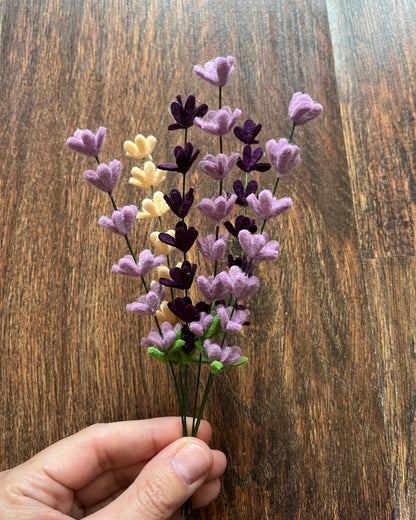 Felt lavender stem - set of 3 - choose your color pack