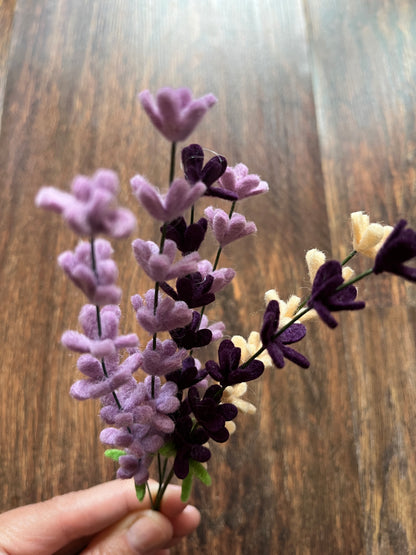 Felt lavender stem - set of 3 - choose your color pack