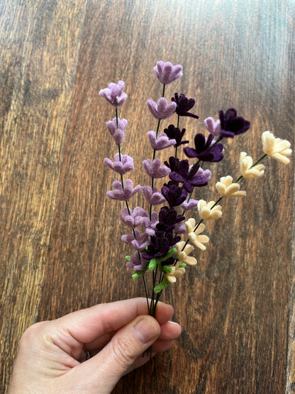 Felt lavender stem - set of 3 - choose your color pack