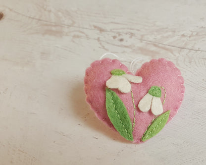 Snowdrop heart ornament