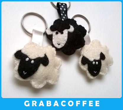 Felt sheep keychain - black sheep - lamb - felt accessories - eco friendly - gift for him - gift for her - key holder - felt animals