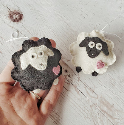 Felt sheep ornament - black sheep