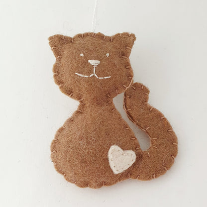 Felt cat ornament, black cat, smiling kitty, cat memorable