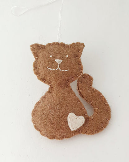 Felt cat ornament, black cat, smiling kitty, cat memorable