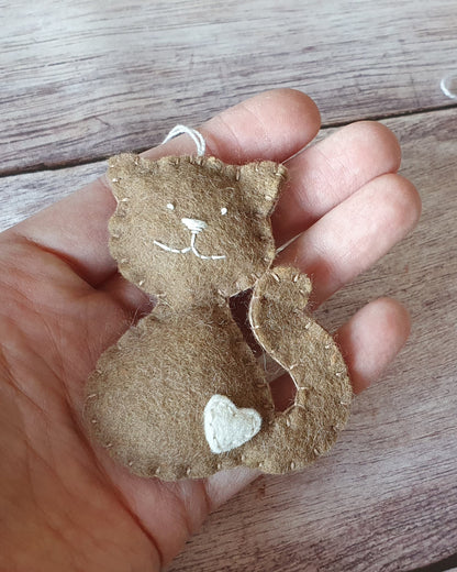 Felt cat ornament, black cat, smiling kitty, cat memorable