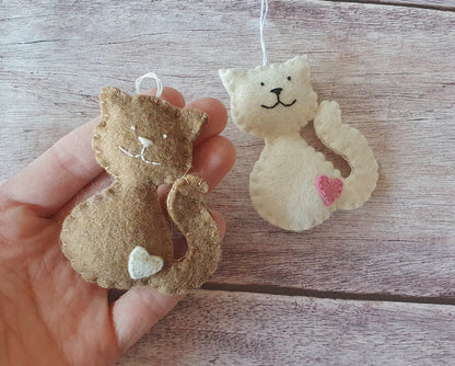 Felt cat ornament, black cat, smiling kitty, cat memorable