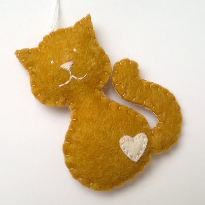 Felt cat ornament, black cat, smiling kitty, cat memorable