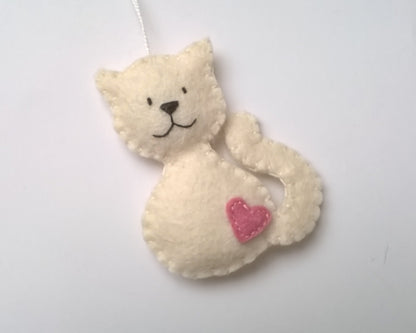 Felt cat ornament, black cat, smiling kitty, cat memorable