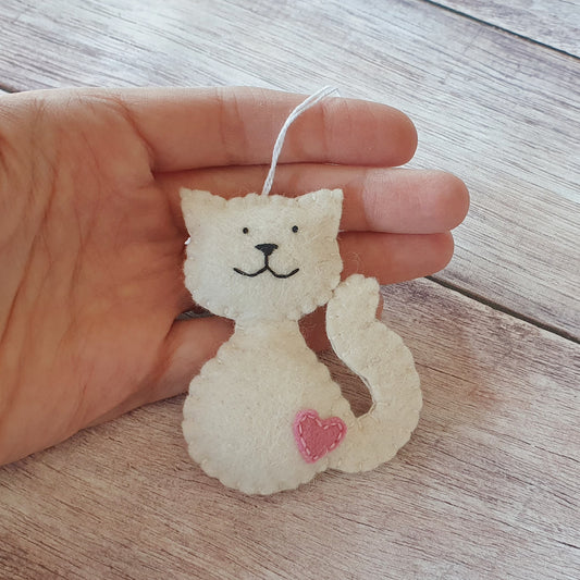 Felt cat ornament, black cat, smiling kitty, cat memorable