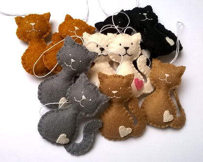 Felt cat ornament, black cat, smiling kitty, cat memorable