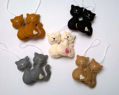 Felt cat ornament, black cat, smiling kitty, cat memorable