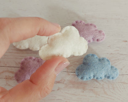 Tiny felt clouds, weather party supplies, Mini cloud confetti