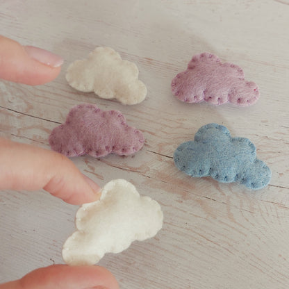 Tiny felt clouds, weather party supplies, Mini cloud confetti