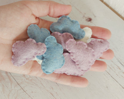 Tiny felt clouds, weather party supplies, Mini cloud confetti