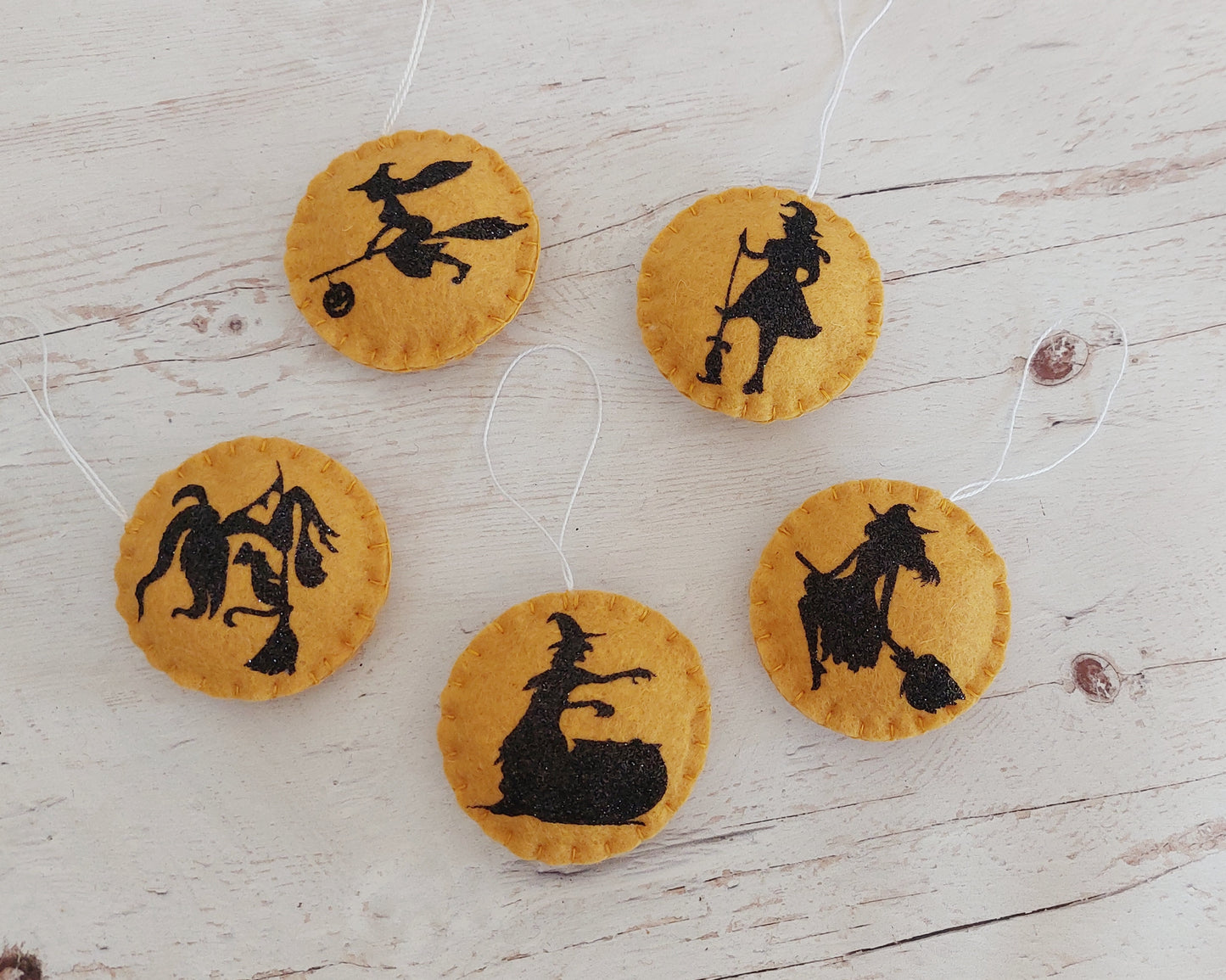 Halloween witch ornament SET OF 5 - fall decor