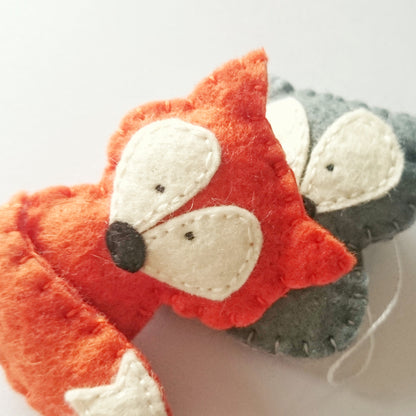 Felt fox ornament - wildlife hanging decoration