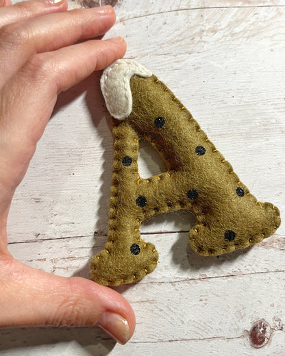 Christmas initial decorations, felt Xmas letter, Gingerbread letters, personalized Christmas gift, packaging letters, Customizable Christmas