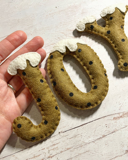 Christmas initial decorations, felt Xmas letter, Gingerbread letters, personalized Christmas gift, packaging letters, Customizable Christmas