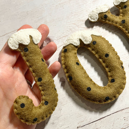 Christmas initial decorations, felt Xmas letter, Gingerbread letters, personalized Christmas gift, packaging letters, Customizable Christmas