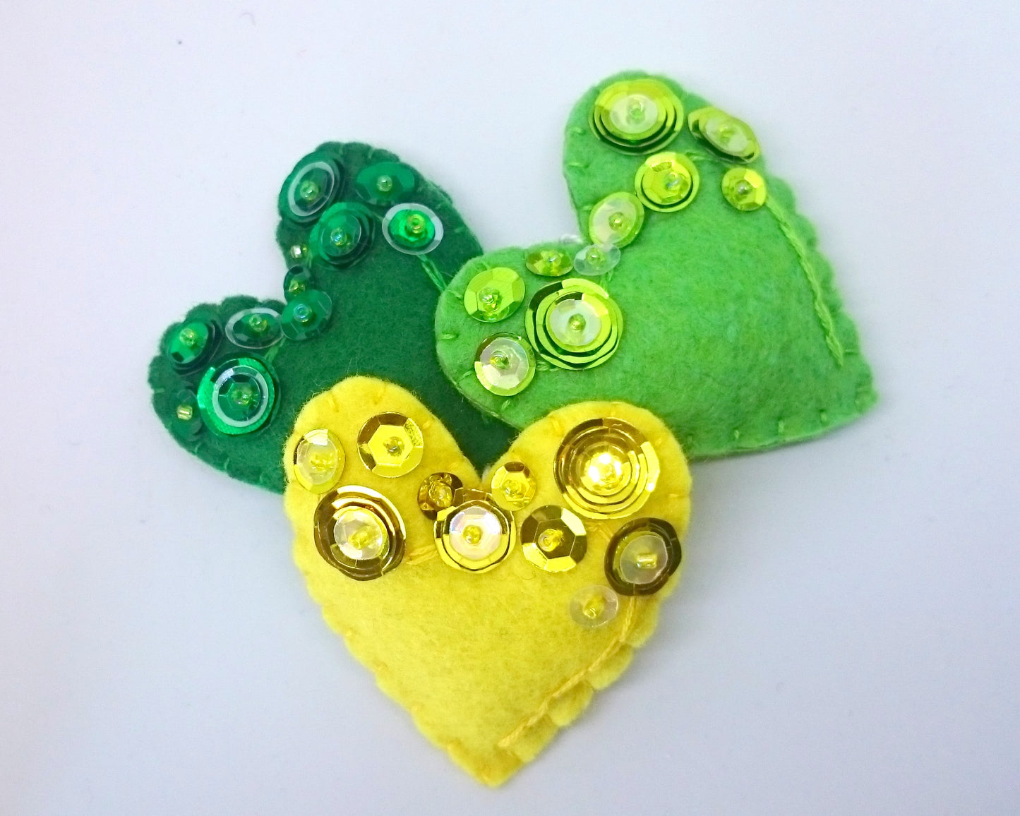 Heart ornament - felt ornaments with sequins - Valentine's day decoration