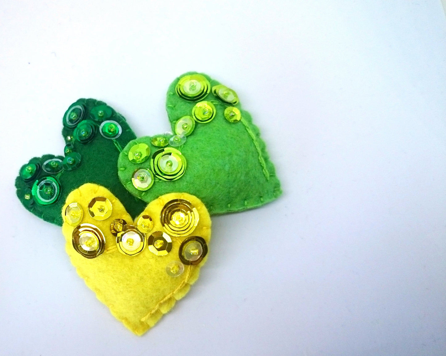 Heart ornament - felt ornaments with sequins - Valentine's day decoration